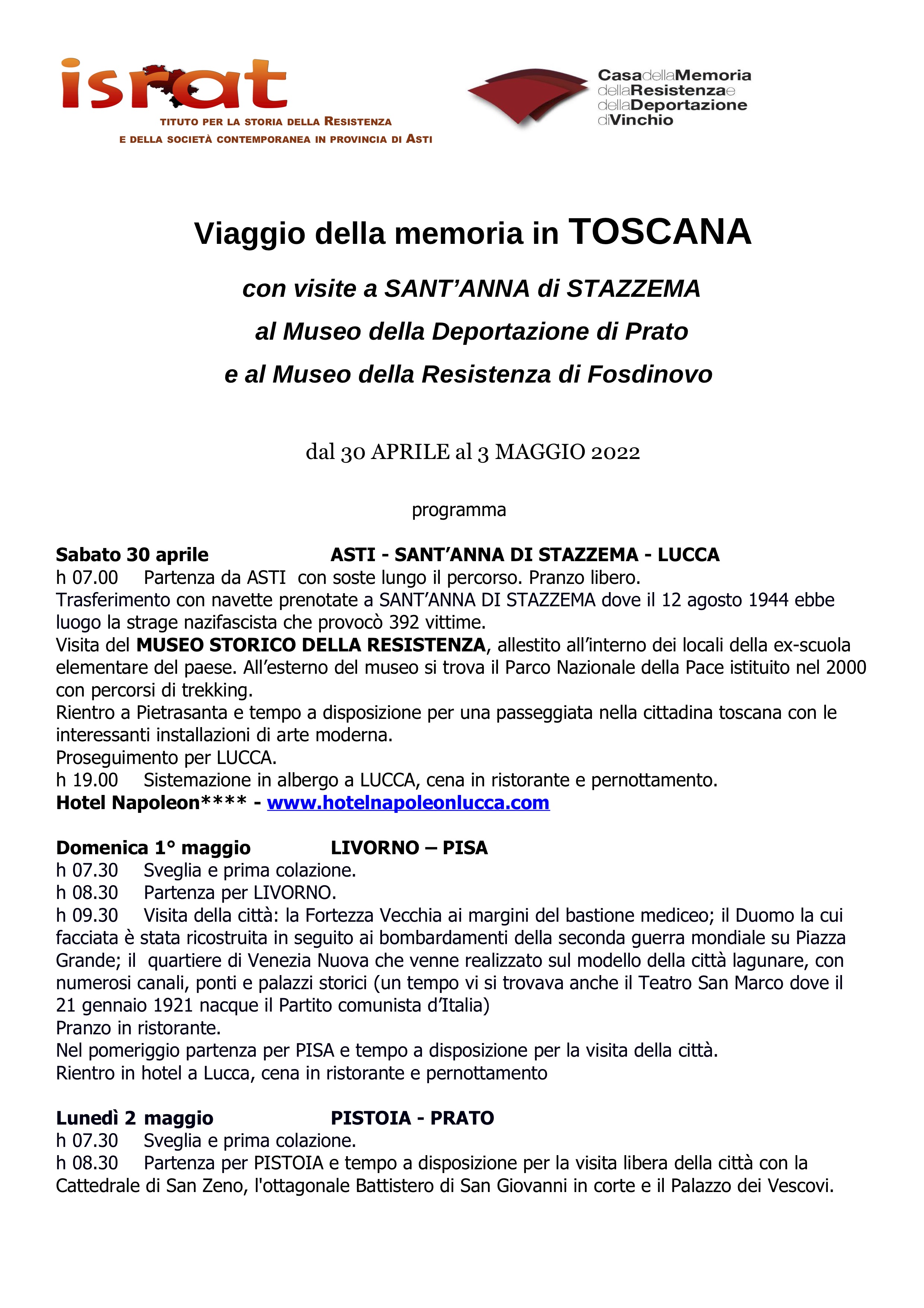 1Programma Toscana 30 aprile 3 maggio 2022